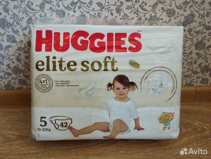 Подгузники Huggies Elite Soft 5, 12-22кг, 42шт