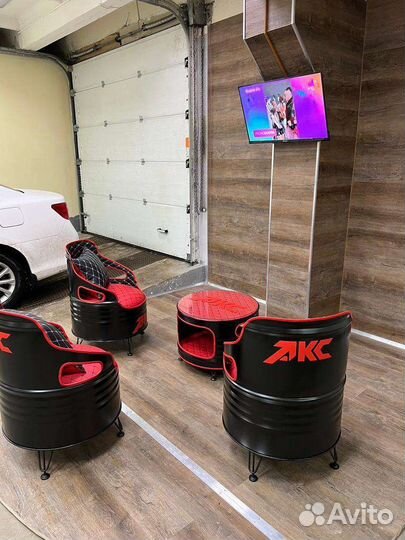 Кресла и столик из бочек в стиле Лофт