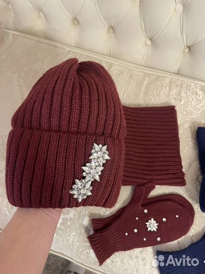 Комплет шапка+снуд+варежки(взрослый)