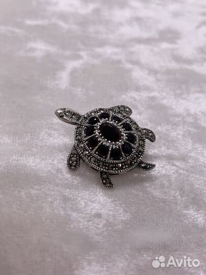Винтаж брошь черепашка серебро