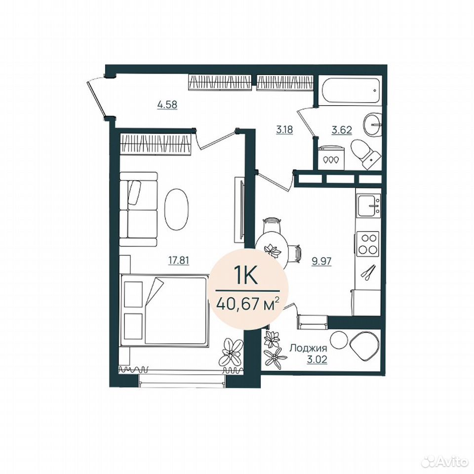 1-к. квартира, 40,7 м², 10/12 эт., Херсон