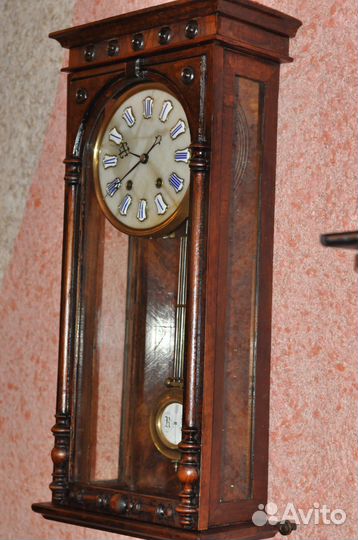 Старинные редкие немецкие часы Ленцкирх 24 машинка