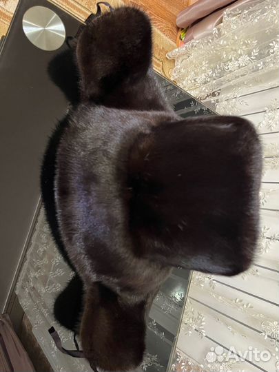 Норковая шапка-ушанка мужская