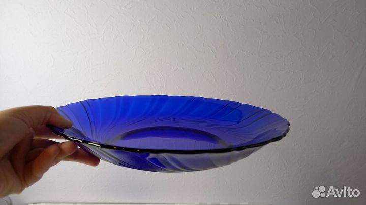 Тарелки, синее кобальтовое стекло