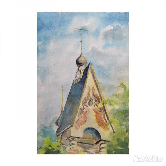 Акварель этюды картина живопись город