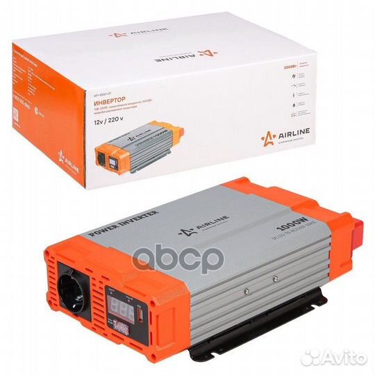 Инвертор 12В-220В, 1000 Вт (API-1000-07) API100007