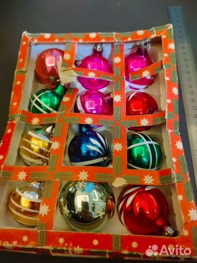 Набор ёлочный шарики, в родной упаковке. ГДР
