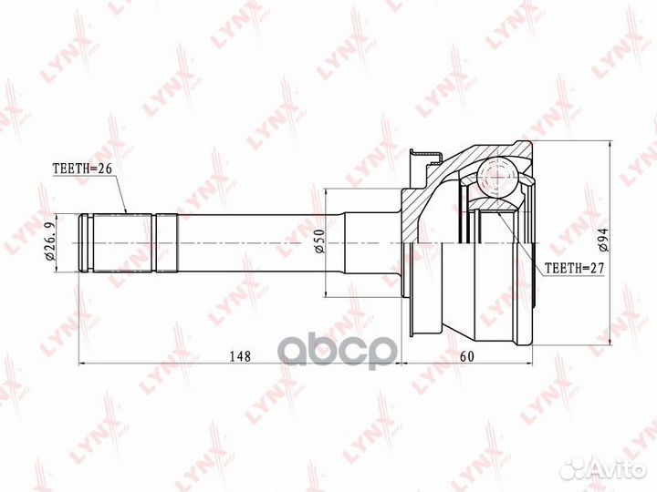 Шрус наружный перед прав/лев CO5710 lynxauto