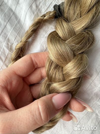 Волосы натуральные пшеничный блонд срез
