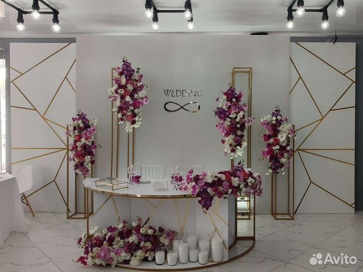 Оформление свадьбы, банкетного зала, президиума