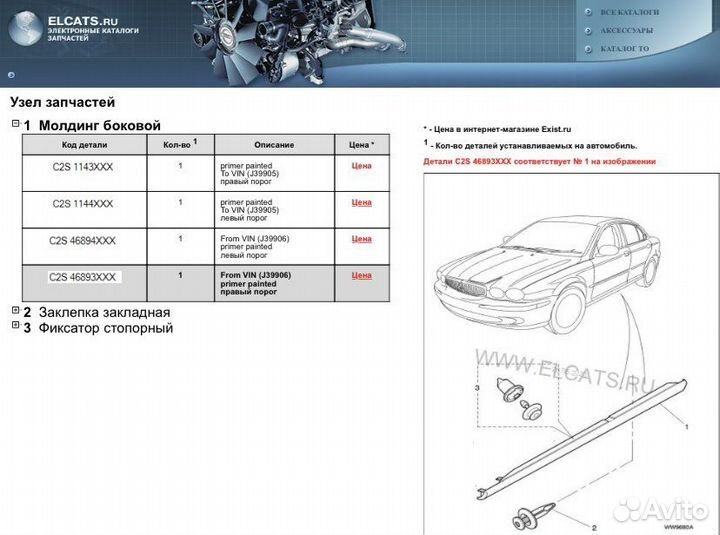Накладка порога правого наружная Jaguar X-Type