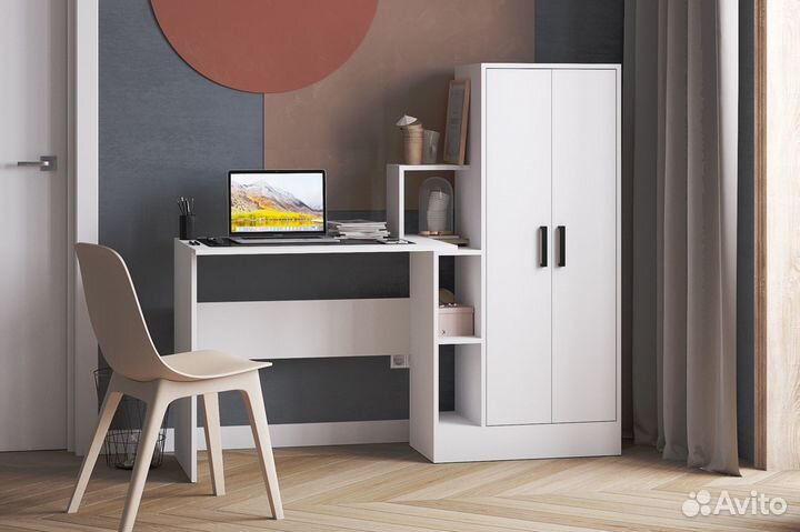 Компьютерный стол со шкафом, 3 цвета