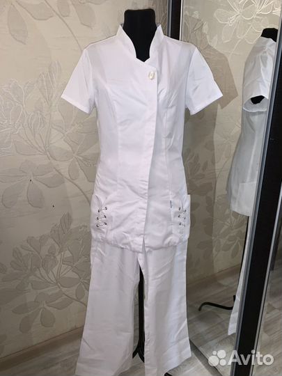 Медицинский брючный костюм хлопок 42р