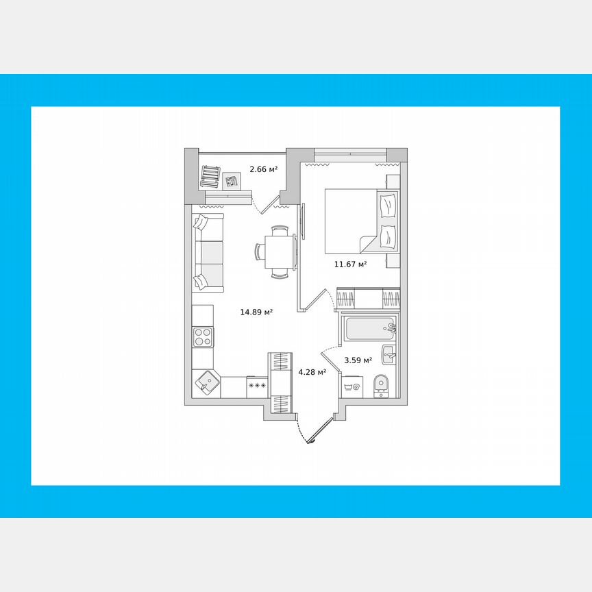 1-к. квартира, 34,7 м², 19/21 эт.