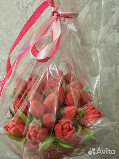 Букет из мыльных тюльпанов ручной работы