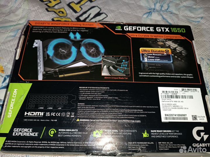 Видеокарта Gigabyte Geforce GTX 1650 4 гб