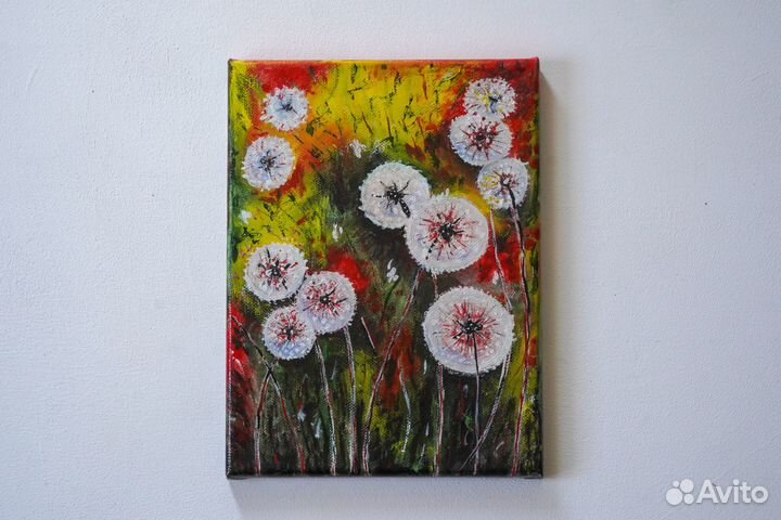 Картина Одуванчики 24см*18см масло/холст