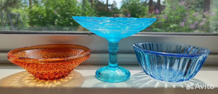Посуда СССР, стекло СССР, ваза цветное стекло СССР