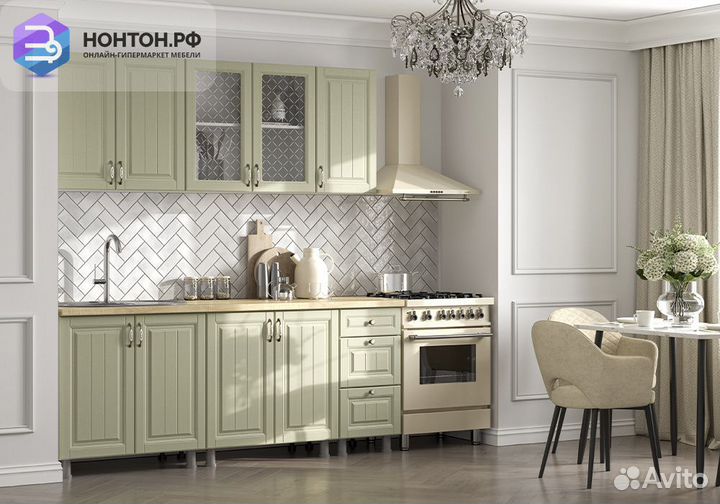 Кухня Белла 2.0 м белый / фисташковый текстурный
