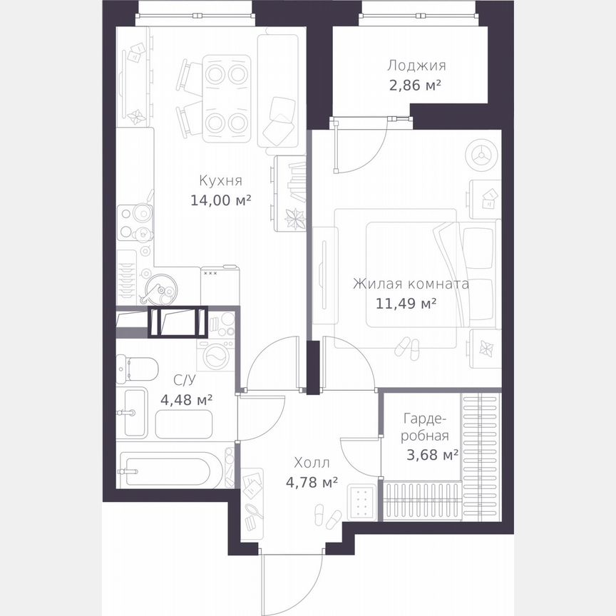 1-к. квартира, 39,9 м², 7/11 эт.