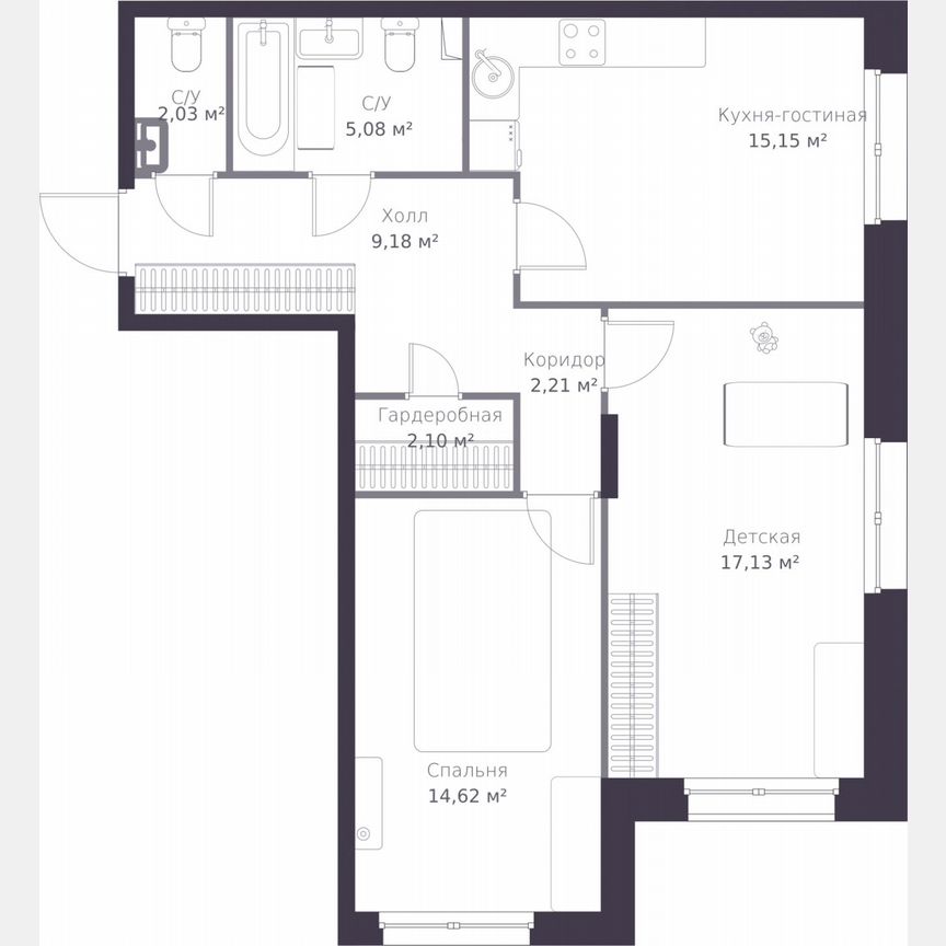 2-к. квартира, 67,5 м², 1/11 эт.