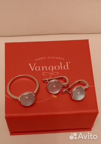 Комплект кольцо и серьги с топазом 925 Vangold