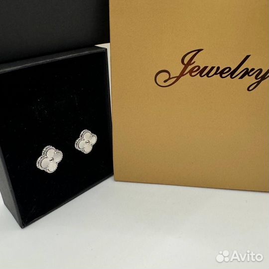 Серьги van cleef серебро(премиум)