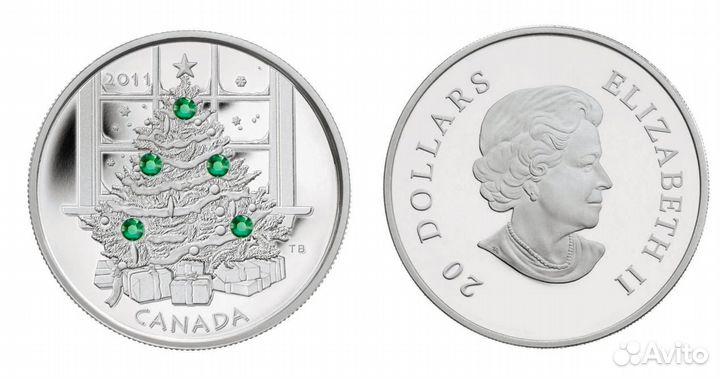 Канада 2011 20 долларов рождественская елка