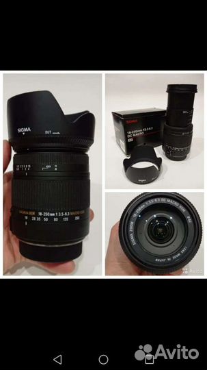 Объектив Sigma AF 18-250mm. f3.5-6.3 DC macro HSM
