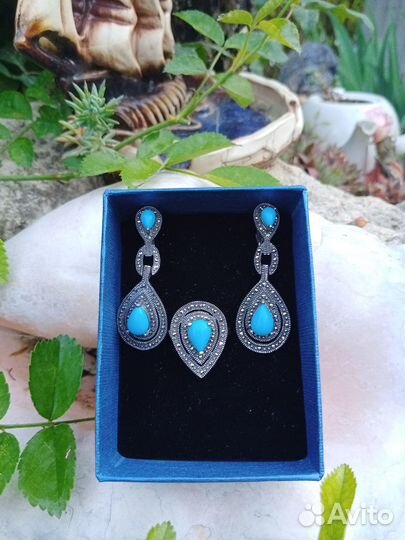 Серебряные серьги+кольцо