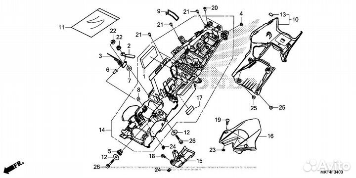 Пластик подрамника нижний Honda CBR1000RR 2017-2023