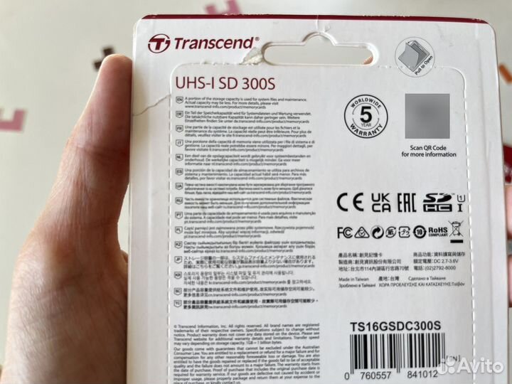Карта памяти microsd 16 Гб Transcend