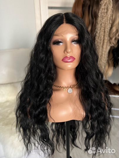 Парик волнистый черный на сетке