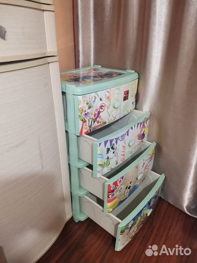 Комод пластиковый для игрушек 4 ящика