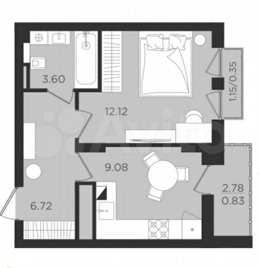 1-к. квартира, 32,7 м², 9/9 эт.