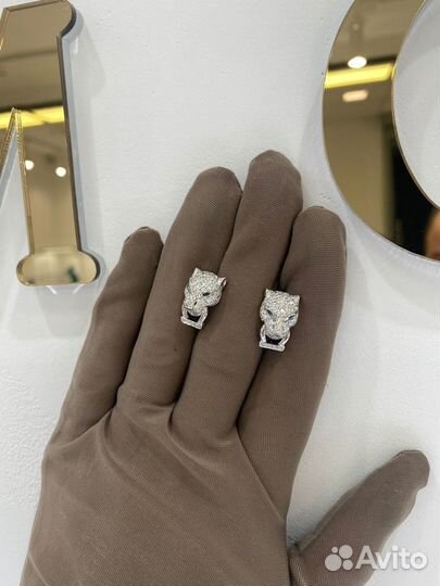 Серьги cartier panthere белое золото