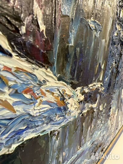 Картина маслом на холсте пейзаж городской зима