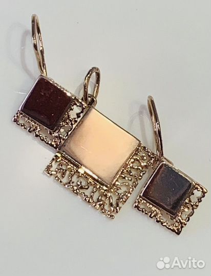 Золотые серьги и кулон СССР