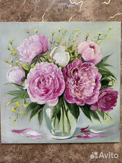 Букет пионов. Картина маслом