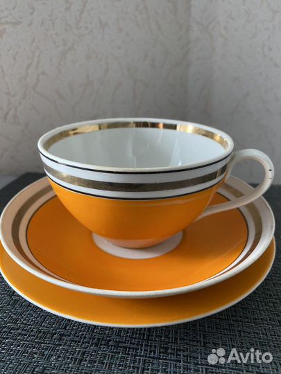 Чайные тройки и двойки Юфз,большоеблюдо, оранжевые
