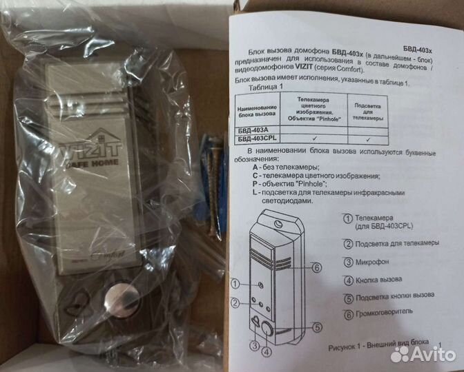 Блок вызова домофона vizit бвд-403А