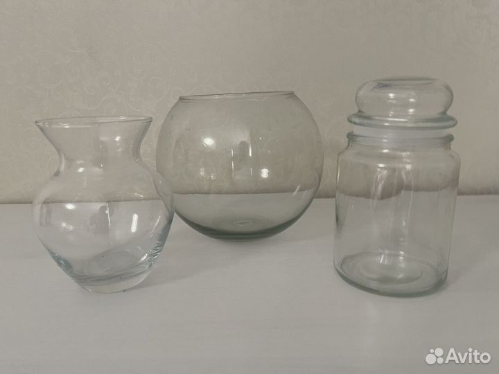 Новая стеклянная ваза, баночка 500 мл, аквариум