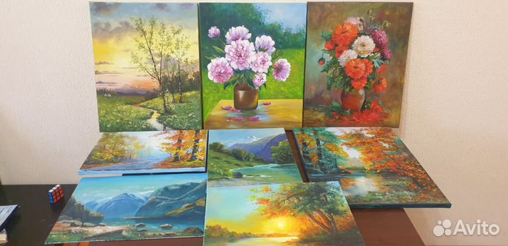 Картина 40х50 масло холст на подрамнике и картоне