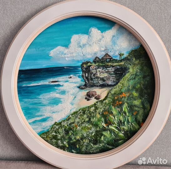 Фактурная картина с рамой диаметр 30 акрил