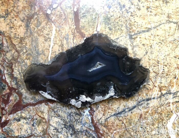 Агат черный, 60х35х4 мм