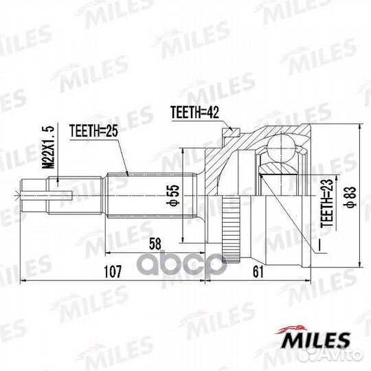 ШРУС nissan sunny 1.5-1.8 90-98 нар.(ABS) GA203