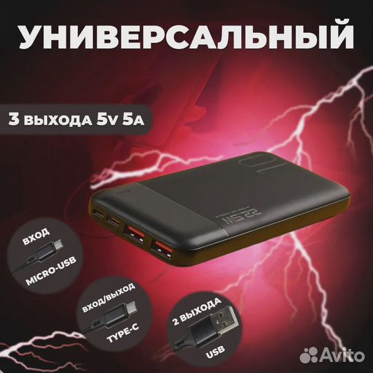 Повербанк с быстрой зарядкой 10000mAh Power Bank