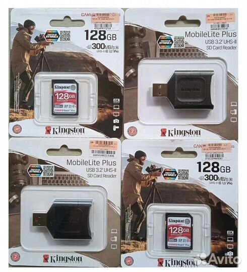 Карта памяти V90 128Gb SD UHS-II U3 Kingston React