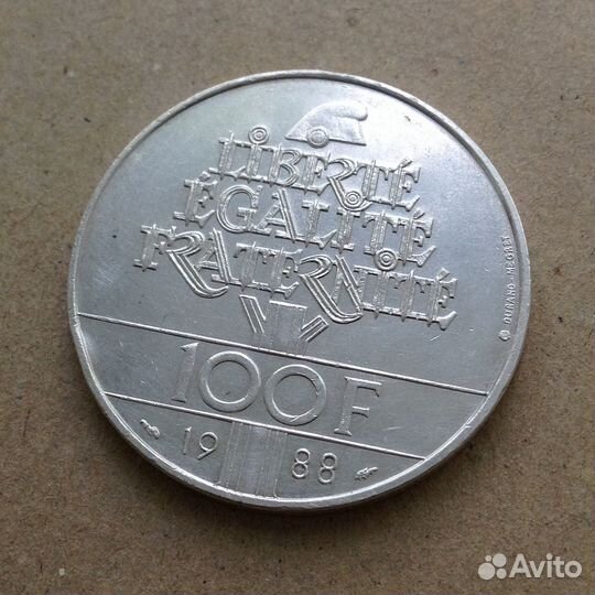 Монета 100 франков франция 1988