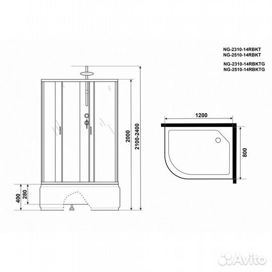 Душевая кабина Niagara Classic NG-2310-14rbkt 120х